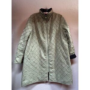 Mycra Pac DuPont Reversible Raincoat Womens M/L Black Green Textured Zip Front